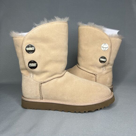 UGG Shoes - Womens UGG Boots Sz 8 Turn Lock Suede Wool Pinkish Tan Blush Amber #1094933 Boho